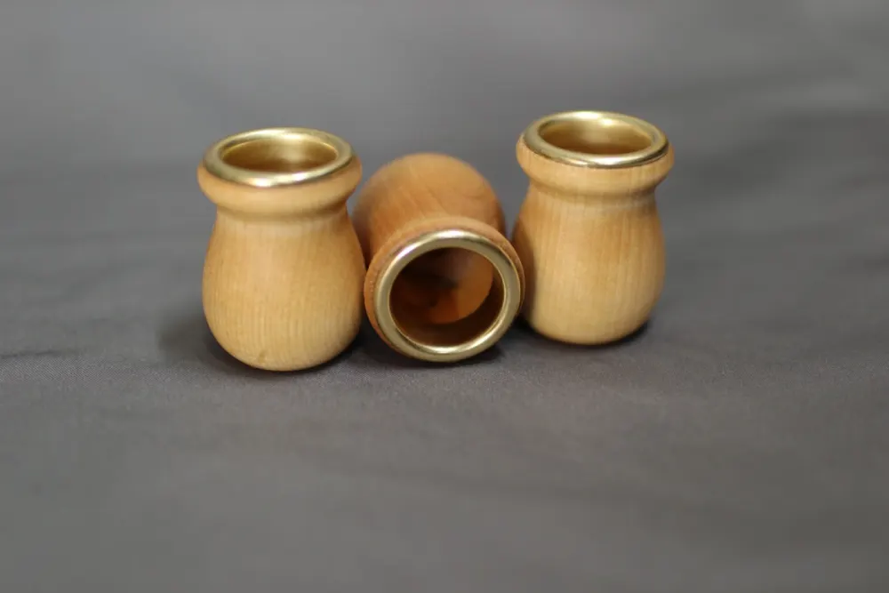 Maple candle holder with brass detail